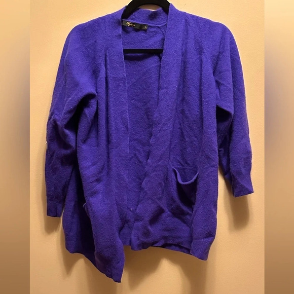 Bellini Italy 80’s vintage wool cashmere purple open cardigan  sweater S - Picture 2 of 10